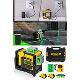 DOZZER Alman 360° 12 Köşe 45metre Ölçüm 2 Akülü Lazer Hizalama Yeşil Çizgili Çizgi Hizalama Lazer Metre