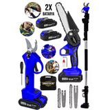 Dozzer Blu Garden 2Li Set 21V 3.0Ah 3Mt Teleskopik Dal Kesme Makası & Budama Bıçkı Testere Makinesi