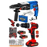 Dozzer Supra 2 Li Paket Bakır Sarjlı 2x Akülü Vidalama Matkap & 2.28 mm 9 Joule Kırıcı Delici Matkap