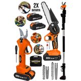 Dozzer Trnq 2'li Set 999VF 30AH 3 Metre Teleskopik Akülü Dal Kesme Makası ve Budama Bıçkı Testere Makinesi