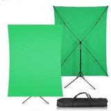 DP 2X2M Yeşil Fon Perde + 2X2M Fon Stantı Fotoğraf Video Çekim Kiti Greenbox Set Fon Stant Çantalı - Siyah