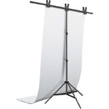 Dp Taşınabilir 150X200CM Beyaz Pvc Fon 160X200CM T Stand Kit - Siyah