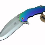 DPX Gear WL 9115 Outdoor Çakı 23 cm - Metal Gökkuşağı Sap, Otomatik, Kılıflı