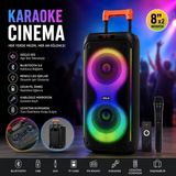 DR-8830 Bluetooth Speaker, 8x2 Woofer, Kablosuz Mikrofon, Taşınabilir Tekerlekli, Fm Radyo, Usb, Tf Kart, Siyah - Çok Renkli