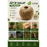 dr ambalaj çuval san.tic.ltd.şti. Hasır Jüt İp 1 Top 100 Metre Doğal Jüt İp - 100gr Keten İpi, Hasır İp, Halat İp,Çuval İpi Süsleme İpi Kanaviçe
