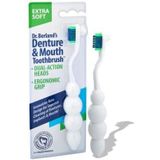 Dr. B Dental Solutions Ergonomik protez ve ağız diş fırçası, ekstra yumuşak kıllar yapıştırıcıları, gıdaları, lekeleri ve kokuları giderir, tekli beyaz paket