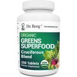 Dr. Berg Greens Superfood Cruciferous -11 Phytonutrient Super Greens Tablets - Energy Immune System & Liver Veggie - 250 Tablets - Aromasız