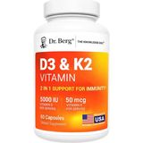 Dr. Berg (Özelsporcugıdaların'dan !!) Vitamin D3 & K2 5,000 Iu + Mk-7 – 60 Capsul – Immune, Bone Heart Support Magnezium, Zinc, B6. - Aromasız