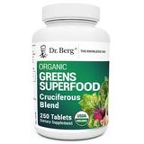 Dr. Berg's Greens Superfood Cruciferous -11 Phytonutrient Super Greens Tablets - Energy, Immune System & Liver Veggie - 250 Tablets.Abd Menşei (Renksiz)