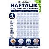DR.BLACK Dr. Black Haftalık İlaç Saklama Kutusu 4 Adet | 7 Bölmeli Gün Gün Haftalık Hap ve Tablet Düzenleyici