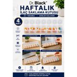 DR.BLACK Dr. Black Haftalık İlaç Saklama Kutusu 4 Adet | 7 Bölmeli Gün Gün Haftalık Hap ve Tablet Düzenleyici