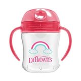 Dr. Brown's 180 ml Silikon Su Oluklu Alıştırma Bardağı Pembe Gökkuşağı Desenli
