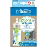Dr. Brown's Gaz Yapmayan Cam Biberon Dar Ağız 120 ml 2'li Paket