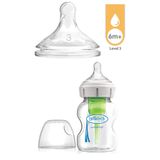 Dr.Brown's Yeni Geniş Ağız Gaz Yapmayan Cam Biberon 150 Ml + Level 2 Biberon Emziği Set