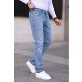 Dr Dnm Remix Erkek Regular Fit Boru Paça Fermuarlı Likralı Kot Pantolon Buz Mavi