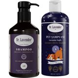 Dr. Lavender Köpek Şampuanı 400 ml Pet Şampuan + Tuzsuz Lavanta Yağlı Yetişkin Şampuanı 500 ml