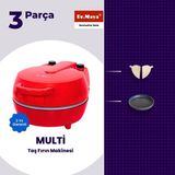Dr.maya® | Multi Pişirme Seti - 3 Parça | Multi Lahmacun Taş Fırın Makinesi + Mutfak Gereçleri - Kırmızı