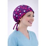 Dr. Mitra Cerrahi Bone Medikal Doktor Hemşire Hastane Bonesi Unisex -Mor Pembe Kalp Desen