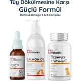 Dr. Nature's Köpek Biotin Damla + Somon Yağı Omega 3 + B Complex Seti – Deri Tüy ve Enerji Destek Paketi