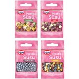 Dr. Oetker Pasta Süsü Kelebek Kalp Gümüş İnci Yıldız 4 x 10 gr Renkli Süsleme Malzemeleri