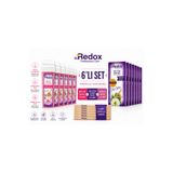 DR REDOX Dr. Redox Professional Care Roll-On Sir Ağda Pudralı Hassas Ciltler İçin 6'lı Ekonomik Set | 6 x 100 ml Ağda Kartuşu + 6 Paket Wax Strip Ağda Bezi + 6 Ahşap Spatula