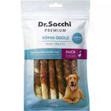 Dr.Sacchi Premium Ördek Sargılı Beyaz Sığır Derisi Burgu Çubuk Tahılsız Köpek Ödülü 10 Lu 100 Gr