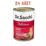 Dr. Sacchi Premium Sığır Etli Konserve Özel Yetişkin 24x400 gr Kedi Maması