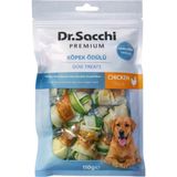 Dr.Sacchi Premium Tavuk Sargılı Çift Renkli Sığır Derisi Düğüm Kemik Tahılsız Köpek Ödülü 8 Li 110 Gr
