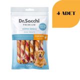 Dr. Sacchi Tavuk Sargılı Sığır Derisi Renkli Burgu Kemik Köpek Ödülü 120 g x 4 Adet