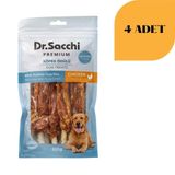 Dr. Sacchi Tavuk Sargılı Sığır Derisi Sütlü Burgu Kemik Köpek Ödülü 100 g x 4 Adet