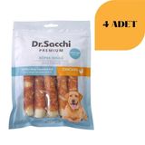 Dr. Sacchi Tavuk Sargılı Sığır Derisi Sütlü Rulo Kemik Köpek Ödülü 120 g x 4 Adet