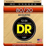 DR Strings HA-12 Hi-Beam 80/20 Pirinç Akustik Gitar Telleri, 12-54
