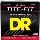 DR Strings Tite-Fit Nikel Kaplama Elektro Gitar Telleri, Orta 10-46, 3'lü Paket (MT-10-3PK)