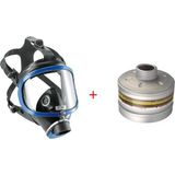 Drager 6300 Tam Yüz Gaz Maskesi+Drager A2B2E2K2HGP3 R D (Kbrn Filtre) Filtre - Şeffaf