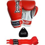 Dragon Attack 5 Boks Eldiveni Seti Boks Eldiveni Bandaj ve Dişlik 3’lü Set - 10 oz - Kırmızı