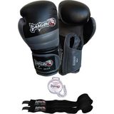 Dragon Attack 6 12 oz Boks Eldiveni Kick Boks Muay Thai Seti Suni Deri Malzeme ile Rahat Kullanım - Siyah