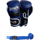 Dragon Attack 6 Boks Eldiveni Kick Boks Muay Thai Boks Eldiveni ve Bandaj Mavi Renk 2'li Set - 12 oz