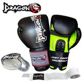 Dragon Attack Boks Eldiveni, Bandaj, Dişlik Seti Siyah Renk (Bndaj-Beyaz, 12 0z)