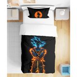 Dragon Ball Son Goku 3D Dijital Baskılı Tek Kişilik Erkek Çocuk Genç Çarşafsız Nevresim Takımı - Siyah - Beyaz - Turuncu - 160 x 220 cm