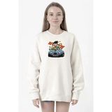 Dragon Ball Z Anime Goku Racer Beyaz Kadın 2İp Sweatshirt