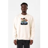 Dragon Ball Z Anime Goku Racer Ekru Erkek 2ip Sweatshirt