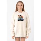 Dragon Ball Z Anime Goku Racer Ekru Kadın 2İp Sweatshirt
