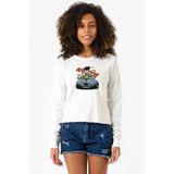 Dragon Ball Z Anime Goku Racer Ekstra Uzunkol Sweatshirt Ekru