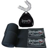 Dragon Boks Bandajı Elastik Bandaj (Çift) ve Dragon Dişlik 2'li Set - Standart - Siyah