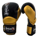 Dragon Carbon Boks Eldiveni Muay Thai, Kick Boks Eldiveni (Siyah-Altın, 12 oz)