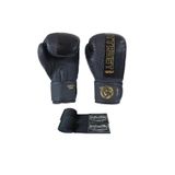 Dragon Do Cool Lime Hakiki Deri Kick Boks Eldiveni Muay Thai Bandajlı 2Li Set Siyah 14 Oz