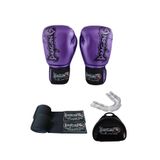 Dragon Do Favela Kick Boks Eldiveni Muay Thai Bandaj Ve Dişlikli 3Lü Set Mor 10 Oz,30126-10