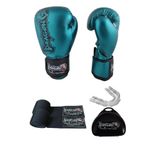 Dragon Do Favela Kick Boks Eldiveni Muay Thai Bandaj Ve Dişlikli 3Lü Set Turkuaz 10 Oz
