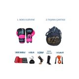 Dragon Do Gifttoom Kıck Boks Sporcu Çantalı Antrenman Seti Boxing Carbon Eldiveni Ve Ekipmanı Pembe 12 Oz