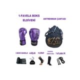 Dragon Do Kıck Boks Muay Thai Sporcu Çantalı Antrenman Seti Boxing Favela Eldiveni Tamset Mor 10 Oz